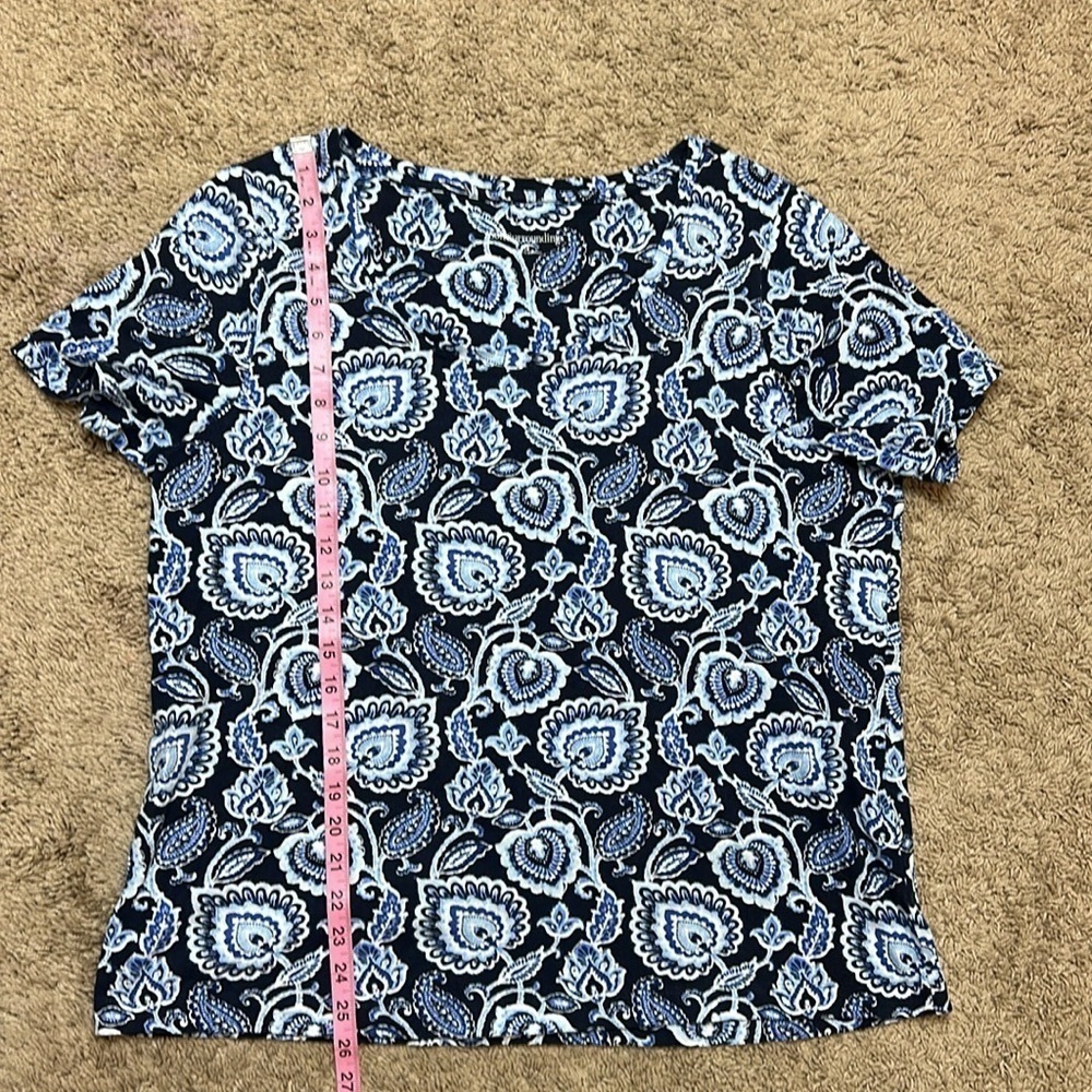Soft Surroundings Blue Paisley Short Sleeve Tee - Picture 9 of 11